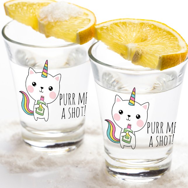 Purr Me a Shot Tequila Kawaii Catcorn Schnapsglas (This fun shot glass design will make the perfect splash at your weekend get together with friends.)