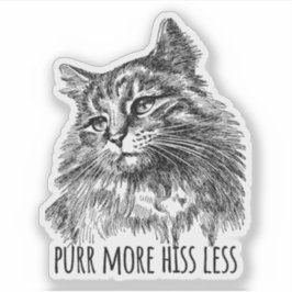 Purr More Hiss Less Pretty Kitty Aufkleber