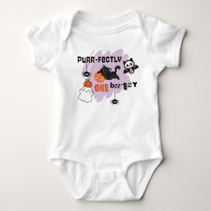 Purr-perfekt ein Bootstag Cat Halloween 1. Geburts Baby Strampler