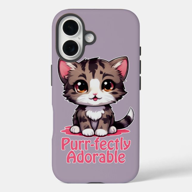 Purr-süßer Chibi Kawaii Kitten in Pink Case-Mate iPhone Hülle (Rückseite)