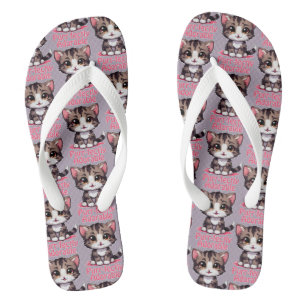 Purr-süßer Chibi Kawaii Kitten in Pink Flip Flops