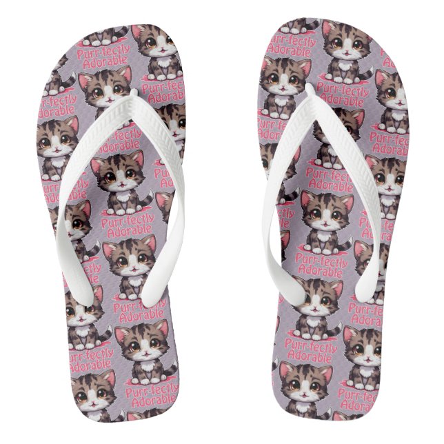Purr-süßer Chibi Kawaii Kitten in Pink Flip Flops (Fußbett)