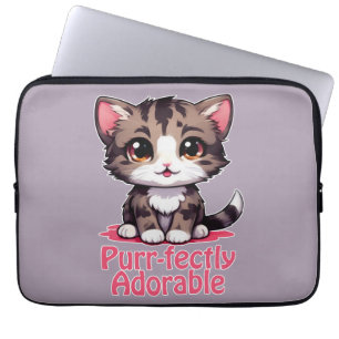Purr-süßer Chibi Kawaii Kitten in Pink Laptopschutzhülle
