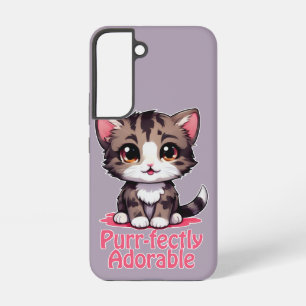 Purr-süßer Chibi Kawaii Kitten in Pink Samsung Galaxy Hülle