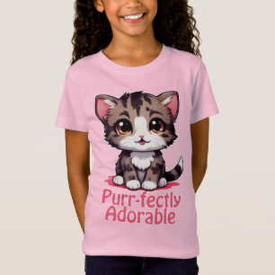 Purr-süßer Chibi Kawaii Kitten in Pink T-Shirt