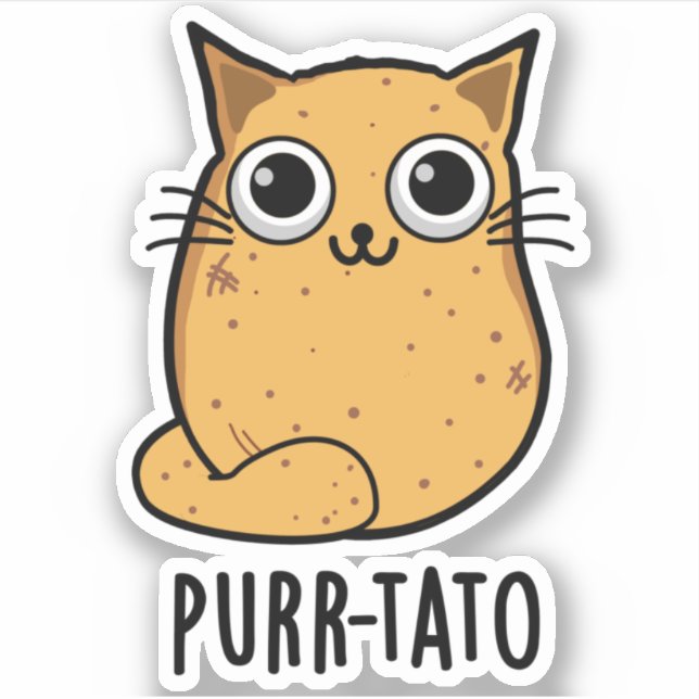 Purr tato Funny Cat Potato Pun Aufkleber (Vorderseite)