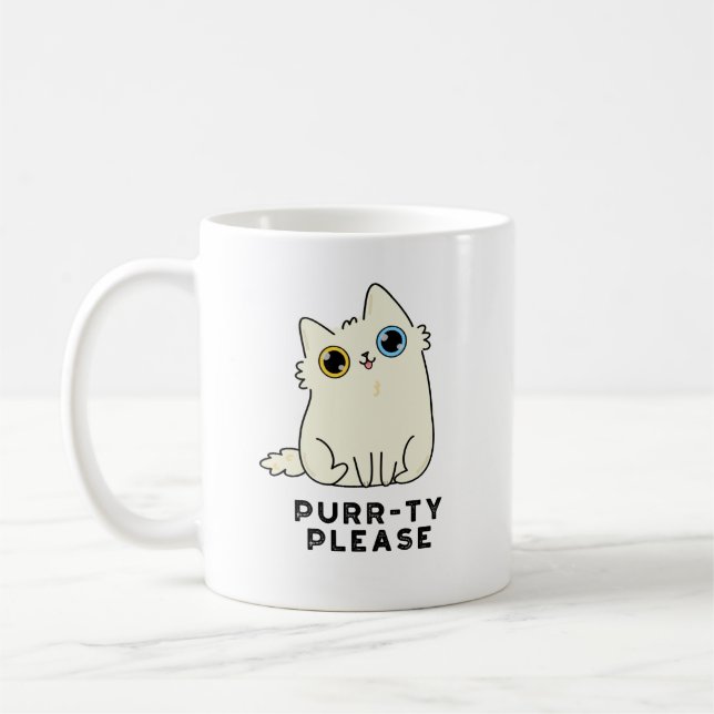 Purr-ty bitte lustige Kitty Cat Pun Kaffeetasse (Links)