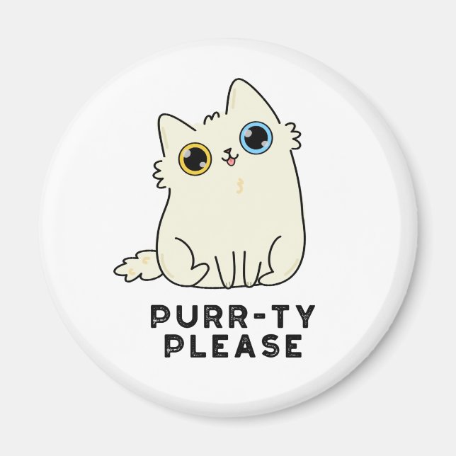 Purr-ty bitte lustige Kitty Cat Pun Magnet (Vorne)