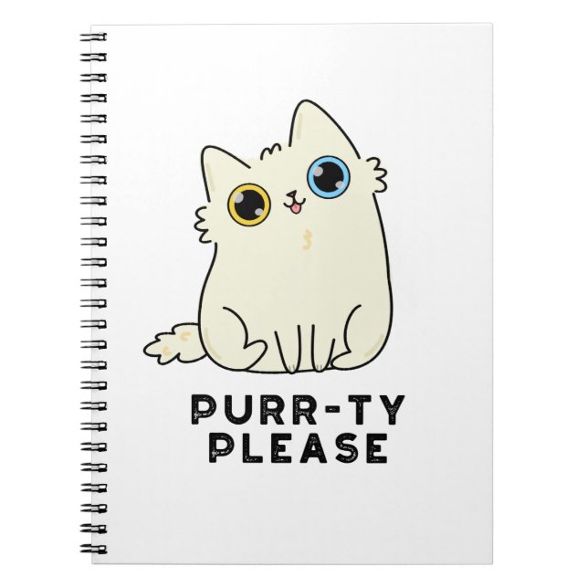Purr-ty bitte lustige Kitty Cat Pun Notizblock (Vorderseite)