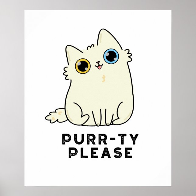 Purr-ty bitte lustige Kitty Cat Pun Poster (Vorne)