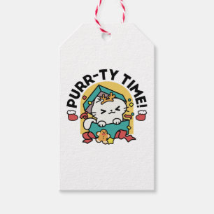 Purr-ty-Time! - Weihnachtsdesign für die Katze Geschenkanhänger