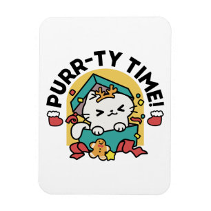 Purr-ty-Time! - Weihnachtsdesign für die Katze Magnet