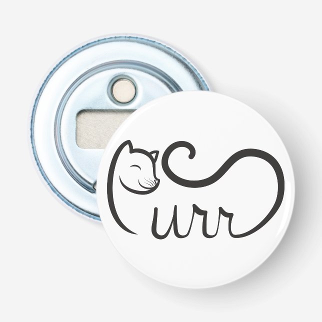 Purr Typography SCHWARZ Flaschenöffner (Vorderseite)
