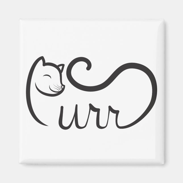 Purr Typography SCHWARZ Magnet (Vorne)