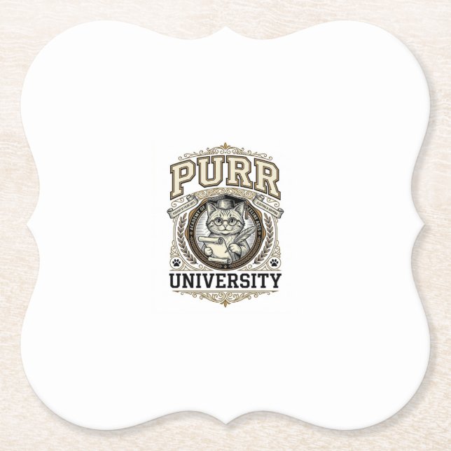 Purr Universität Katze Falsche Universität Akademi Untersetzer (Vorderseite)