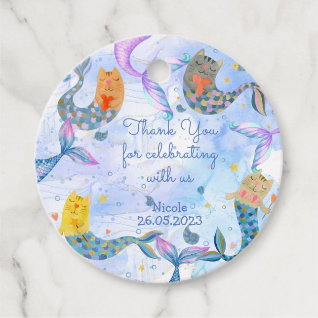 Purramaid Katze Meerjungfrau Mädchen Geburtstag Geschenkanhänger (Vorderseite)