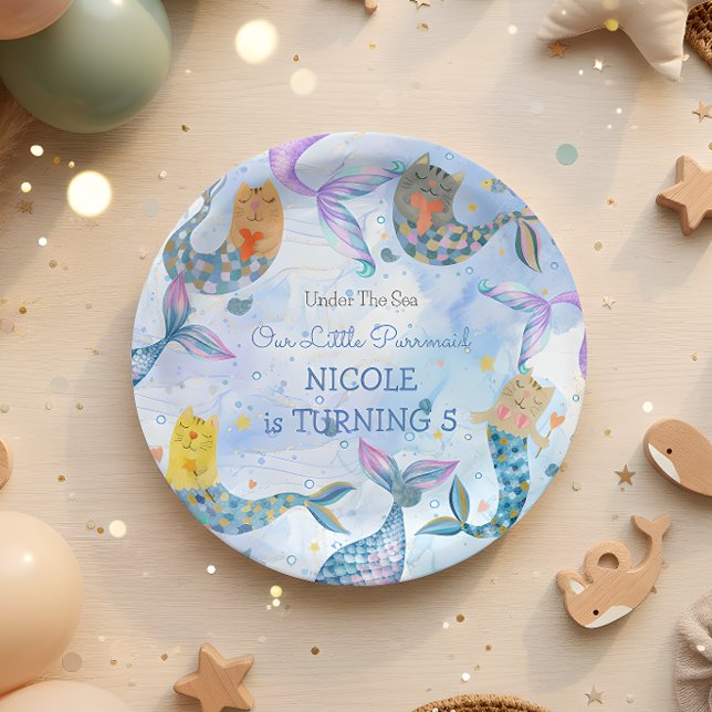 Purramaid Katze Meerjungfrau Mädchen Geburtstag Pappteller (Von Creator hochgeladen)