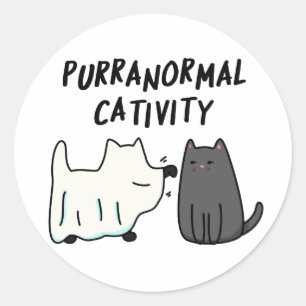 Purranormale Aktivität Lustiger Halloween-Katzenwi Runder Aufkleber