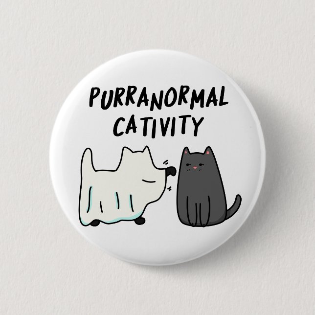 Purranormale Kreativität Funny Halloween Cat Puff Button (Vorderseite)