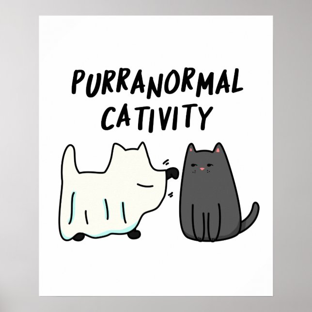 Purranormale Kreativität Funny Halloween Cat Puff Poster (Vorne)