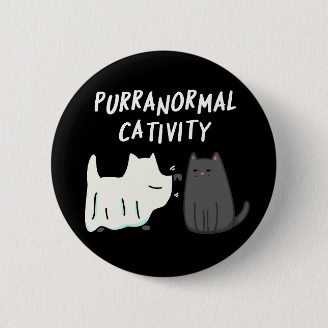 Purranormale Kreativität Halloween Cat Pun Dark BG Button (Vorderseite)