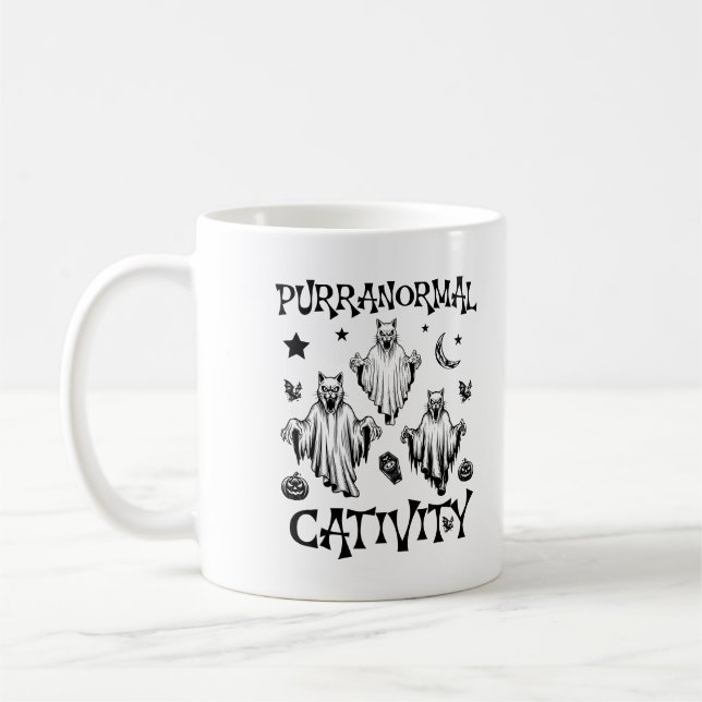 Purranormale Krebskatzen Ghost Hunter Halloween Kaffeetasse (Links)