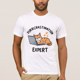 Purrcrastination Expert Cat Art T-Shirt