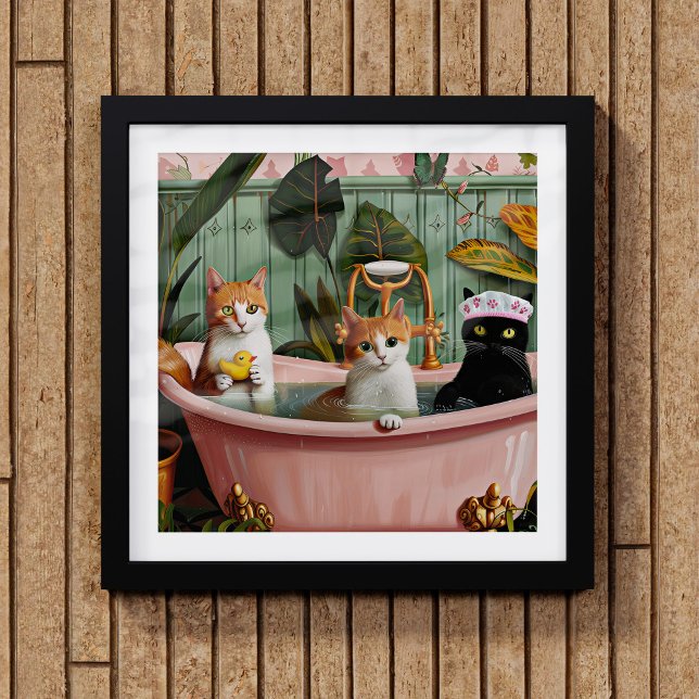 Purren und Blasen: Eine katzenartige Bath-Szene Poster (The cat is out of the bag (or the tub) in this one :-))