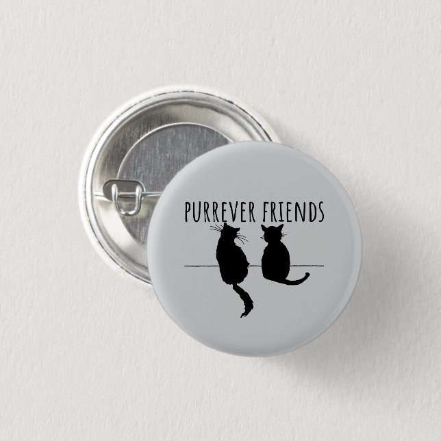 Purrever Friends Cute Cat Best Friends Button (Vorne & Hinten)