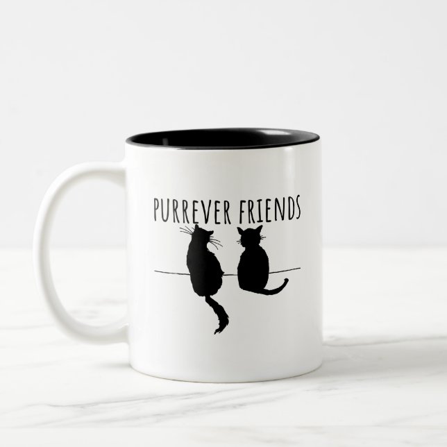 Purrever Friends Cute Cat Best Friends Zweifarbige Tasse (Links)