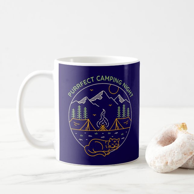 Purrfect Camping Night Kaffeetasse (Mit Donut)