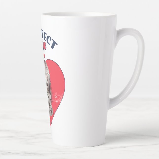 Purrfect Love Cute Cat Girl Heart Illustration Milchtasse (Rechts)