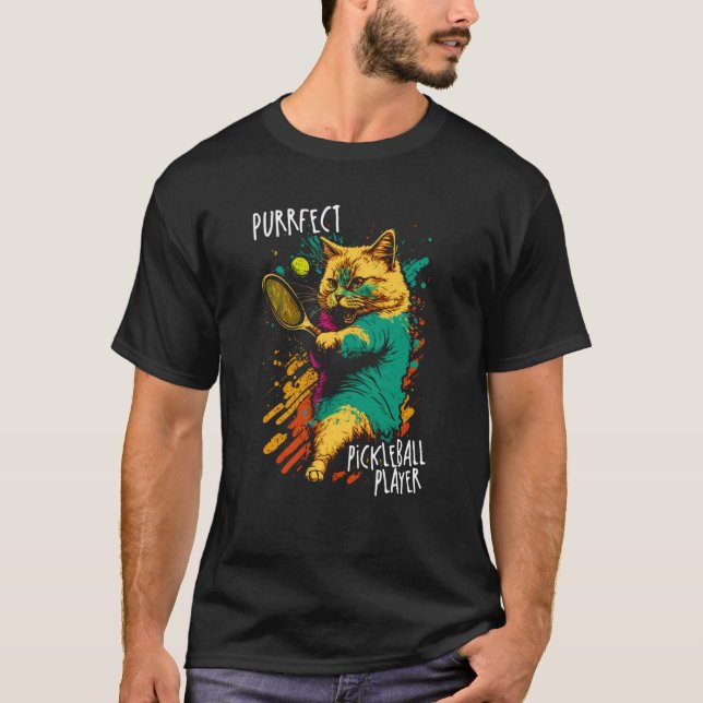 Purrfect Player Cat Paddleball Player Pickleball   T-Shirt (Vorderseite)
