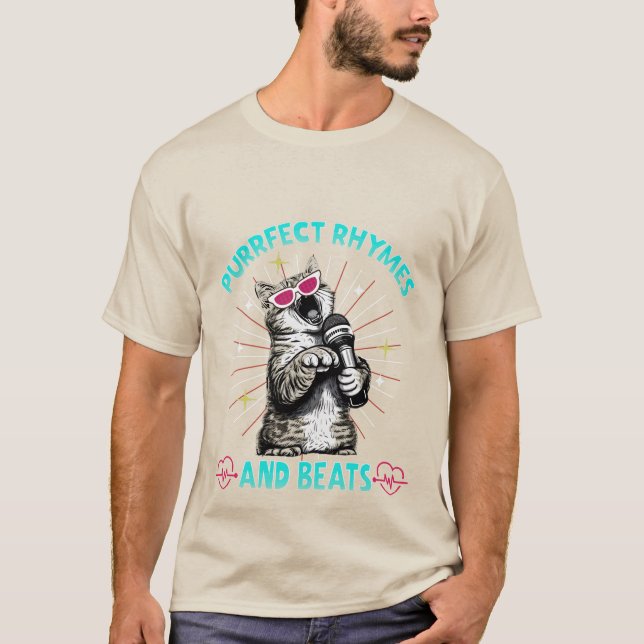 Purrfect Rhymes & Beats - Funny Rapping Cat DJ  🎤 T-Shirt (Vorderseite)