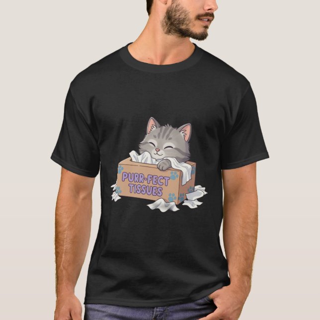 Purrfect Tissue Box Cat T-Shirt (Vorderseite)
