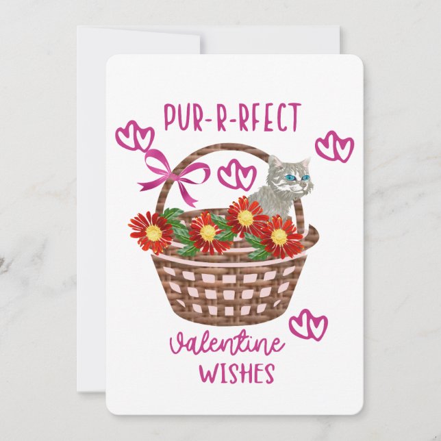 Purrfect Valentine Wishes  Feiertagskarte (Vorderseite)