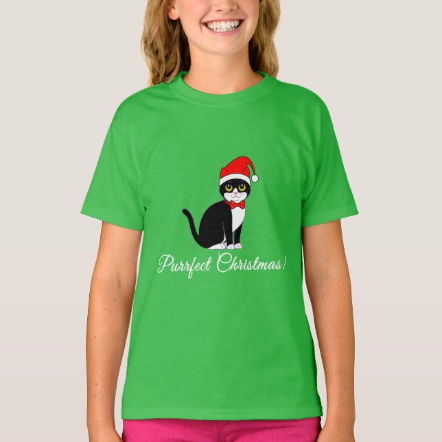 Purrfect Weihnachtstuxedo-Katze in der T-Shirt (Vorderseite)