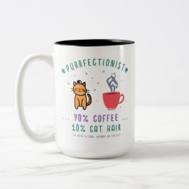 Purrfectionist Coffee Cat Lover Funny Quote Zweifarbige Tasse