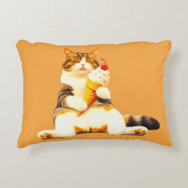 Purrfectly Asleep – Cat Holding Ice Cream Cone Dekokissen