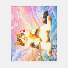 Purrfectly Asleep – Cat Holding Ice Cream Cone Fleecedecke