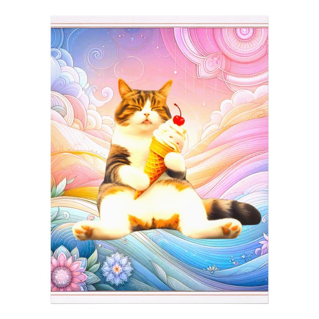 Purrfectly Asleep – Cat Holding Ice Cream Cone Fotodruck (Vorne)