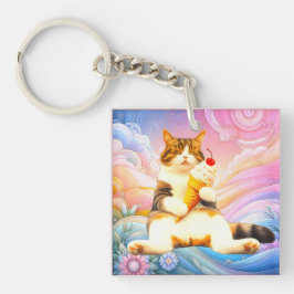 Purrfectly Asleep – Cat Holding Ice Cream Cone Schlüsselanhänger