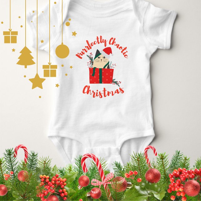 Purrfectly Chaotic Christmas Funny Holiday Cat  Baby Strampler (Von Creator hochgeladen)