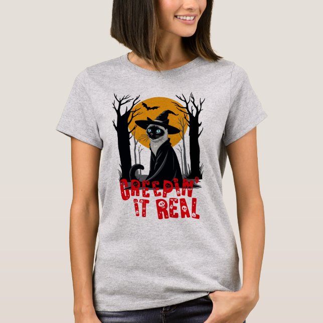 Purrfectly Creepin' It Real T-Shirt (Vorderseite)
