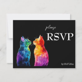 🌈  Purrfectly Yours: A Rainbow Love  budget RSVP Karte