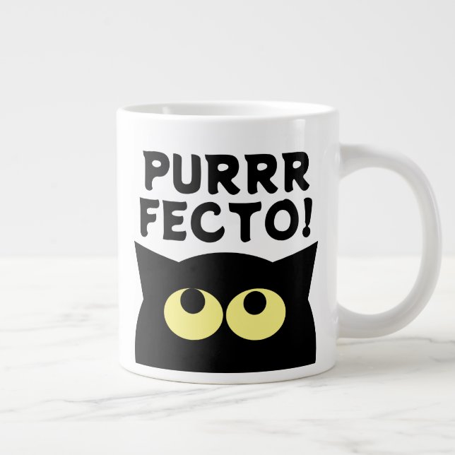 Purrfecto! Funny Big Black Cat Kaffee Tasse (Rechts)