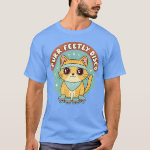 Purrfekt Disco-Katze Rollschuhe Retro 70er freund T-Shirt