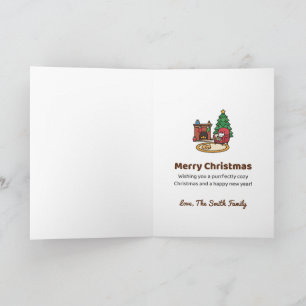 Purrfekt gemütliche personalisierte Weihnachtskatz Karte
