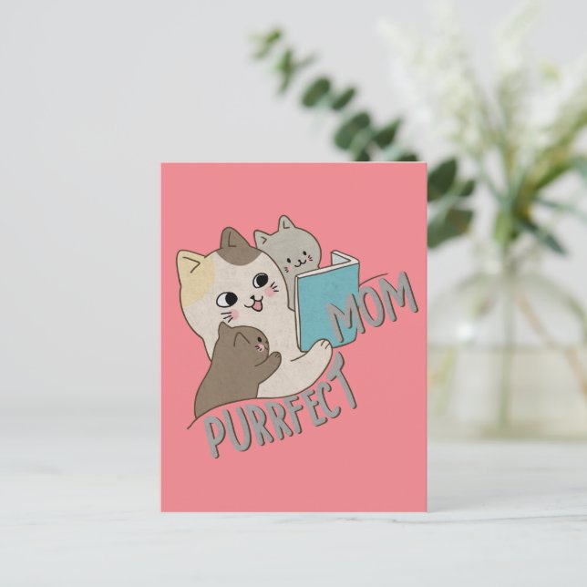 Purrfekte Mutter Postkarte (Stehend Vorderseite)