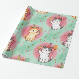 Purrfekte Partykatzen – Festliches Feiermuster Geschenkpapier